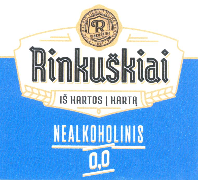 Prekės ženklas: R ČYGO KALKIO TIKROJI ŪKINĖ BENDRIJA 1991 Rinkuškiai IŠ KARTOS Į KARTĄ NEALKOHOLINIS 0.0